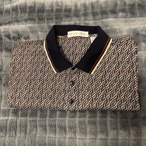 Nicklaus Men's Geometric Polo Shirt - XXL - Navy and Red - NEW w/o Tags